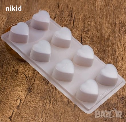 8 бр сърце сърца Полипропилен поликарбонатна пластмасова форма шоколадови бонбони желе фондан молд, снимка 1