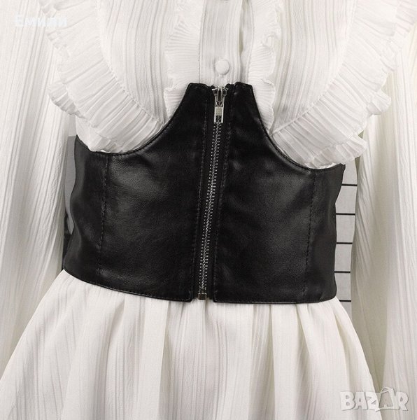 Кожен корсет колан под бюста с цип р-р M, L, снимка 1