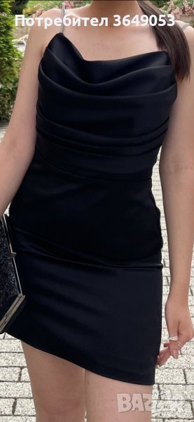 Сатенена елегантна къса рокля, снимка 1