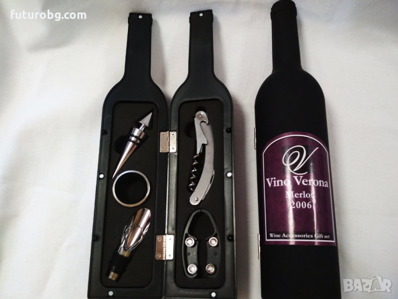 Комплект от 5 аксесоара за вино - във форма на бутилка., снимка 1