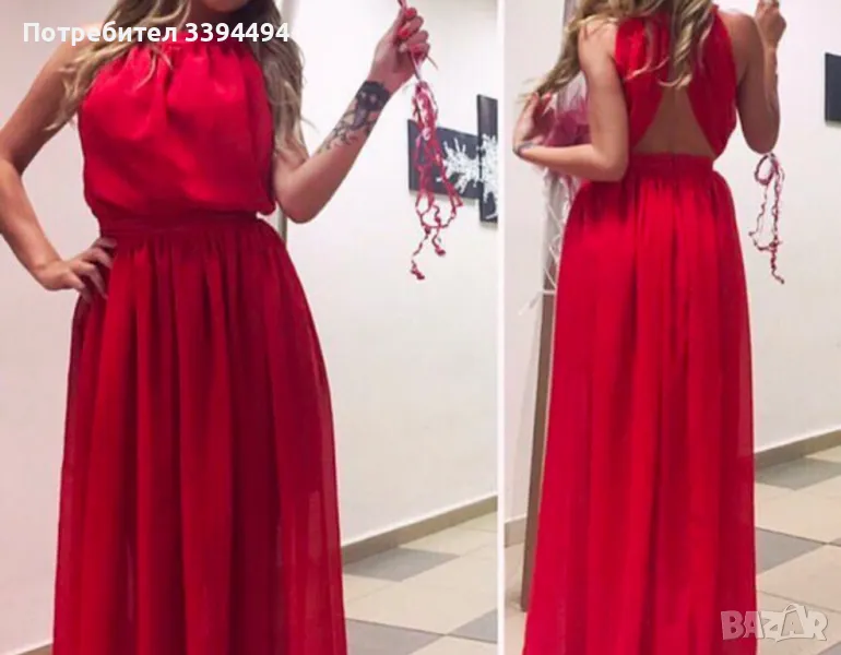 Дълга рокля Мегз с гол гръб, снимка 1