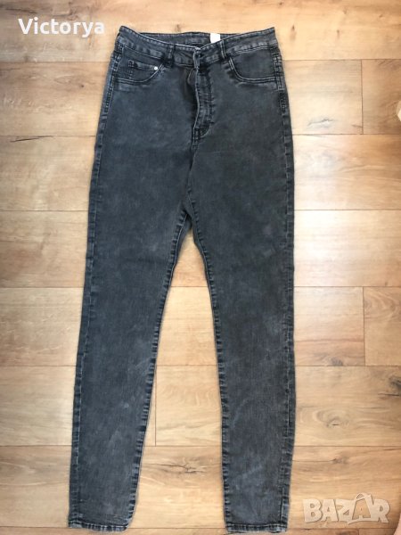 Сиви дънки с висока талия, снимка 1