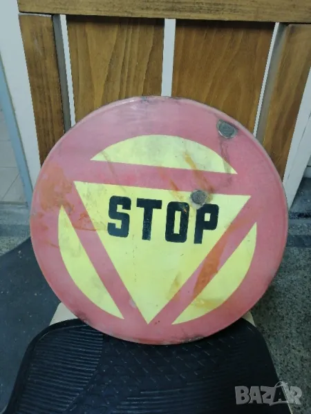 Стар, емайлиран знак STOP , снимка 1