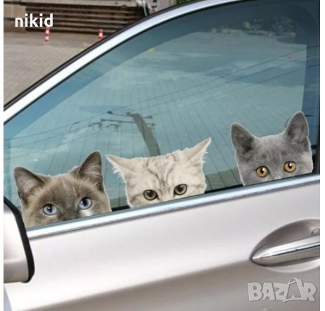 Куче коте глави самозалепващ стикер за стена прозорец автомобил кола мебел лепенка, снимка 1