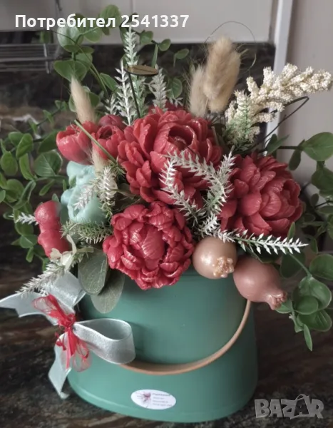 Сапунени цветя в керамична чанта, снимка 1