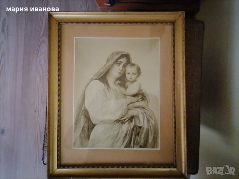 стара картина дева мария с младенеца, снимка 1