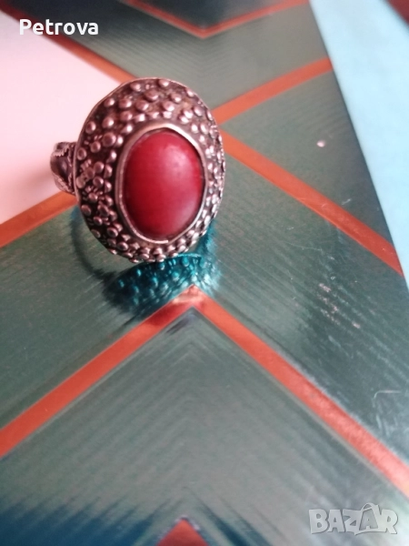 Сребърен пръстен с Яспис, снимка 1