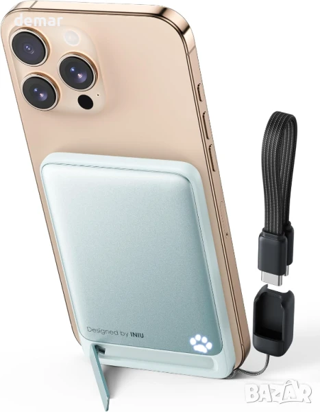 INIU магнитна външна батерия, ултра тънка Qi2 сертифицирана, 5000mAh, снимка 1