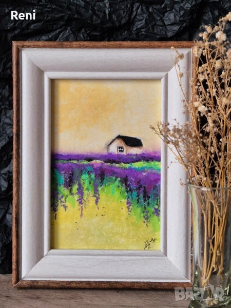 Лавандула, миниатюра пастел, снимка 1