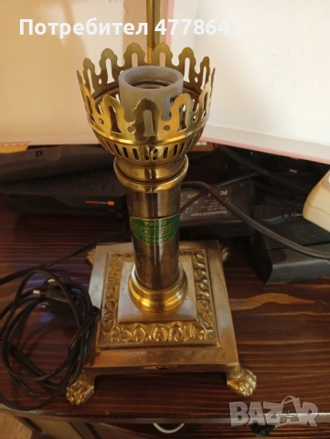 ретро месингова лампа , снимка 2 - Настолни лампи - 54215075