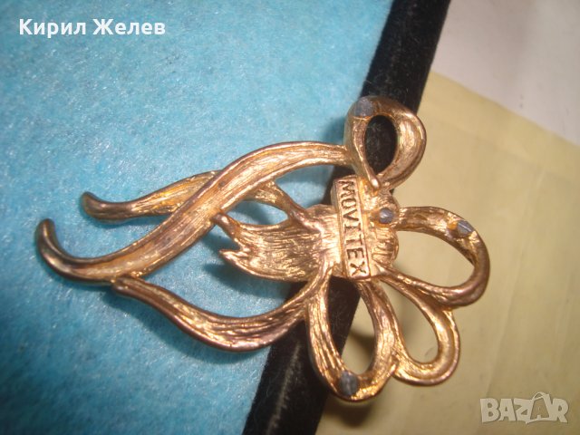 MOVITEX МАРКОВА СТАРА ПОЗЛАТЕНА СКЪПОЦЕННА ФЛОРАЛНА ВИСУЛКА УКРАШЕНИЕ БИЖУ АПЛИКАЦИЯ 11900, снимка 5 - Антикварни и старинни предмети - 35643692