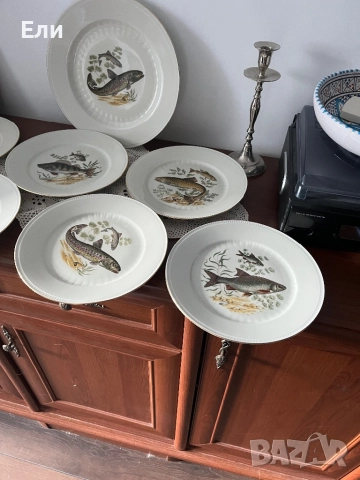Немски порцеланов рибен сервиз , снимка 4 - Сервизи - 52403655