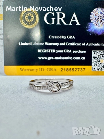 Сребърен пръстен с мойсанит (Диамант) 0.5 карата, снимка 5 - Пръстени - 51458922