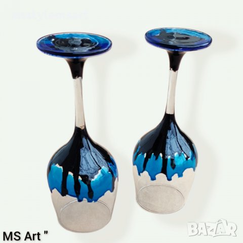 Рисувани чаши за вино , снимка 3 - Чаши - 39249786