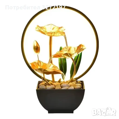 USB 3-степенен релаксиращ настолен,водопад-фонтан,LED пръстеновидна светлина, снимка 5 - Декорация за дома - 48785551