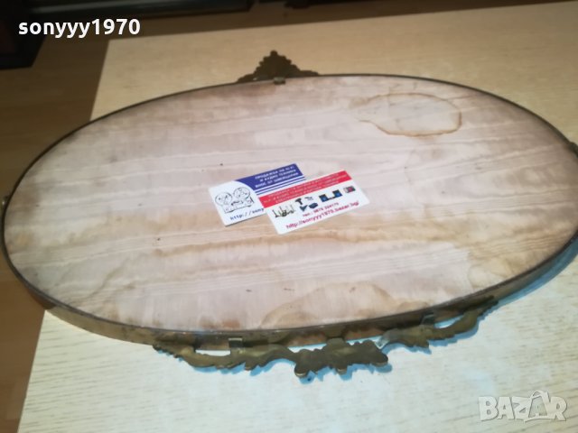 антично огледало-мед/месинг-масивно-внос швеция 55х45см, снимка 16 - Антикварни и старинни предмети - 30139515