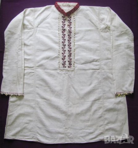 19 век Фолк Арт Мъжка Памучна Риза