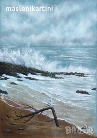 Маслена картина море и чайка , снимка 2 - Картини - 31260972