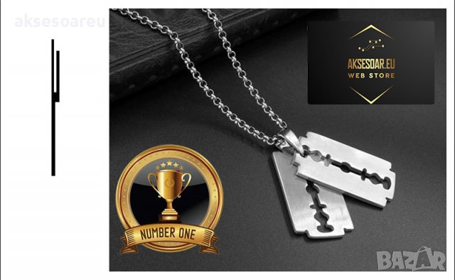 Колие бръснарско ножче  от неръждаема стомана бръснач медальон мъжки бижута стомана огърлици висулки, снимка 15 - Колиета, медальони, синджири - 38355826