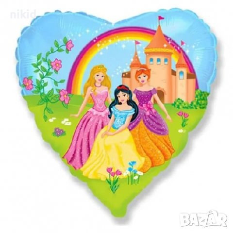 Принцеси със замък сърце балон фолио фолиев хелий или въздух парти рожден ден