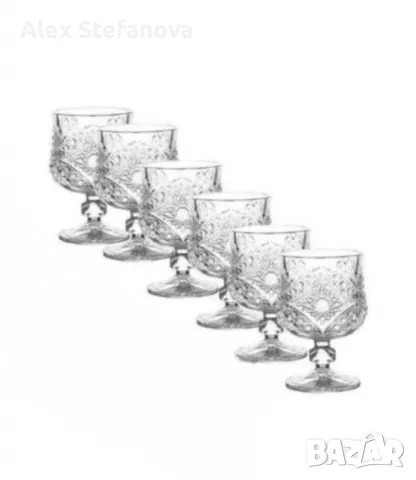Комплект от 6 бр. чаши за вино със столчета за елегантно сервиране, снимка 1