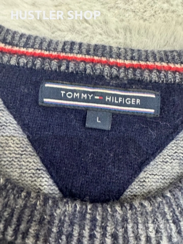 Мъжки вълнен пуловер TOMMY HILFIGER. Размер L, снимка 3 - Пуловери - 53936160