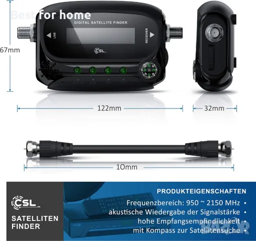 Сателитна търсачка CSL Digital Satfinder Satellite Finder Meter LCD дисплей HD TV, снимка 4 - Приемници и антени - 48477965
