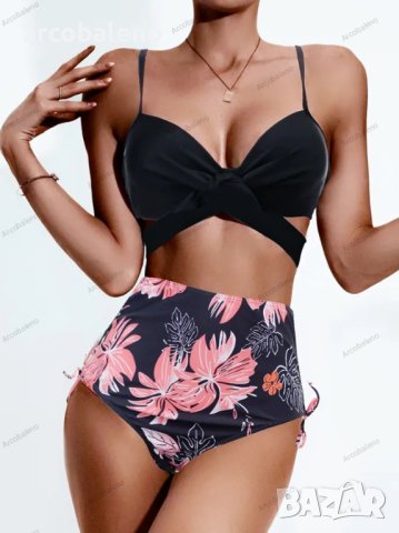 Дамски секси слинг бански от три части с мрежест принт и с висока талия, 11цвята, снимка 16 - Бански костюми - 40547286