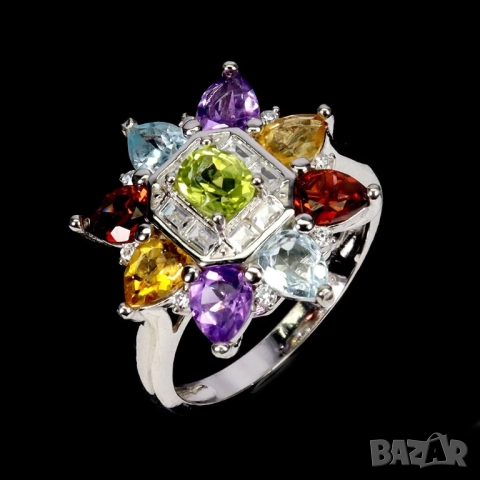 925 сребърени пръстени с родолит гранат, огнен опал, сапфир, танзанит смарагд , снимка 10 - Пръстени - 51755813