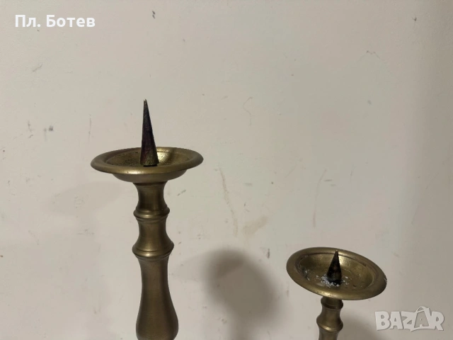 Стари бронзови свещници, снимка 3 - Антикварни и старинни предмети - 53945672