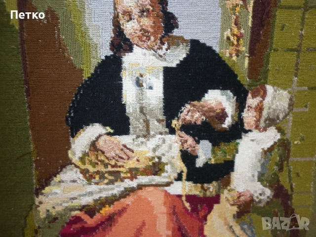 Голям  автентичен  гоблен, снимка 13 - Антикварни и старинни предмети - 53148414