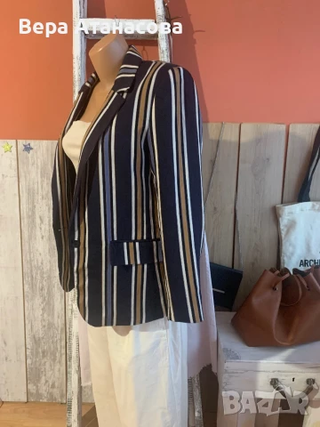 🍋💙🍋 Красиво сако на райета H&M🤎, снимка 4 - Сака - 51409048