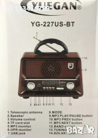 Ретро радио AM/FM/ SW - YUEGAN YG 226 BT, снимка 2 - Bluetooth тонколони - 48357708