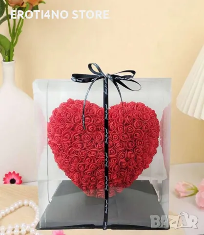 Подаръчна кутия сърце от рози, снимка 3 - Подаръци за жени - 49054482