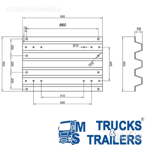 Плоча за лафет 70mm ACTROS MP2 - MP3 H70MP2MP3, снимка 2 - Части - 48410127