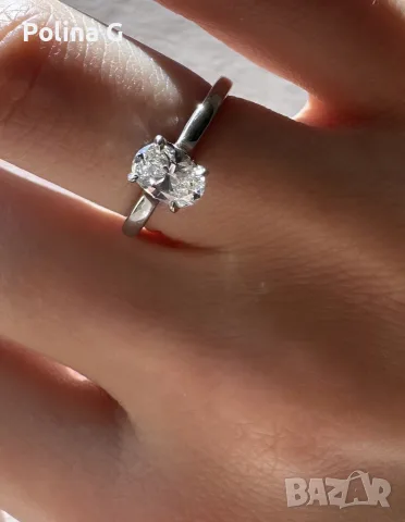 Оригинален Tiffany & Co. платинен годежен пръстен с диамант 0.53 ct – G / VS2, снимка 3 - Пръстени - 56299647