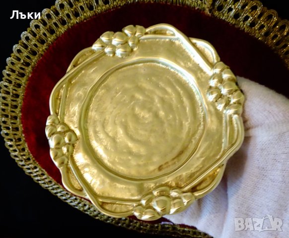 Бронзова чиния,лоза,грозде,210 гр.. , снимка 5 - Антикварни и старинни предмети - 36675200