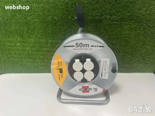 Електрически удължител с макара 50 метра и 4 гнезда, Сечение на кабела 3х2,5 кв мм, снимка 4 - Други инструменти - 48904265