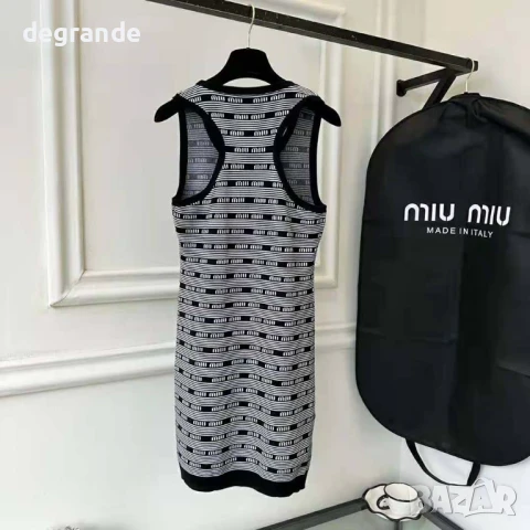 Дамска мини рокля от вискоза с жакардово лого Miu Miu, снимка 6 - Рокли - 50695078