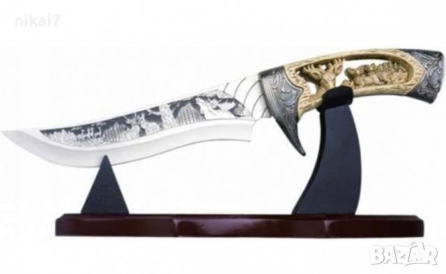 ловен нож колекционерски нож сувенир подарьк на трофейна поставка, снимка 7 - Ножове - 42081709