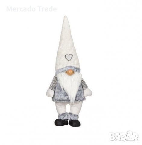 Коледна декоративна фигура Mercado Trade, Гном, Бяла шапка, 70 см