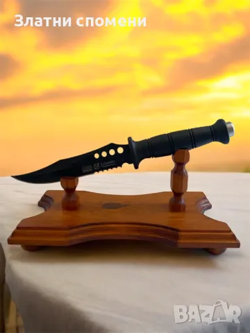 Настолна дървена стойка за нож – стил и удобство!, снимка 2 - Ножове - 49632373