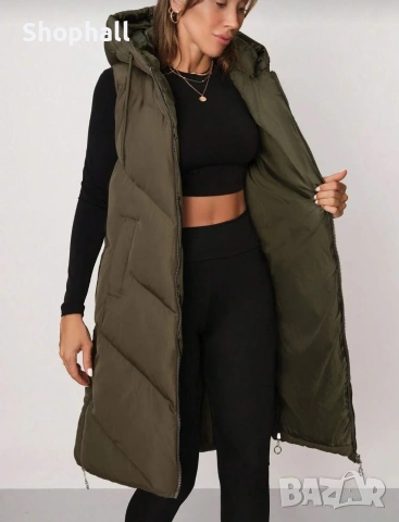 Дълъг елек в зелен и бежов цвят. Размер S., снимка 5 - Елеци - 53201770