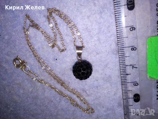 ФИНО СРЕБЪРНО КОЛИЕ СРЕБРО 925 ВЕРИЖКА с РЕТРО ПЛЕТКА МЕЧА СТЪПКА и КРИСТАЛЕН МЕДАЛЬОН с ЕМАЙЛ 32392, снимка 2 - Колиета, медальони, синджири - 39653997