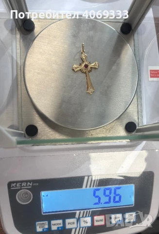 Стар златен Кръст с рубин 14к 5.96гр 5см , снимка 9 - Колиета, медальони, синджири - 50898227