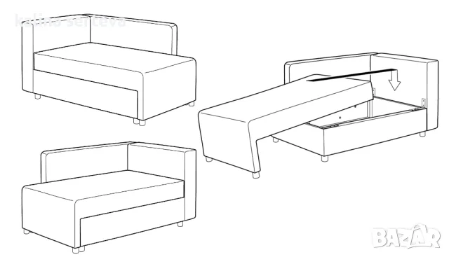 Разтегателен диван IKEA BYGGET с ракла, снимка 5 - Дивани и мека мебел - 56356632