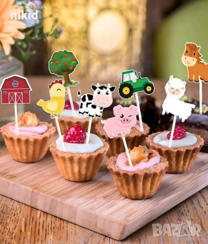 12 бр Ферма Домашни животни топери за мъфини кексчета торта парти декор украса