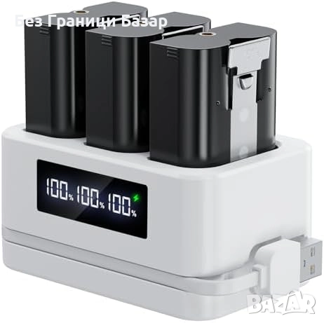 Нов Комплект 3 батерии и цифрово зарядно за Ring Doorbell 2/3/4 и Spotlight Cam