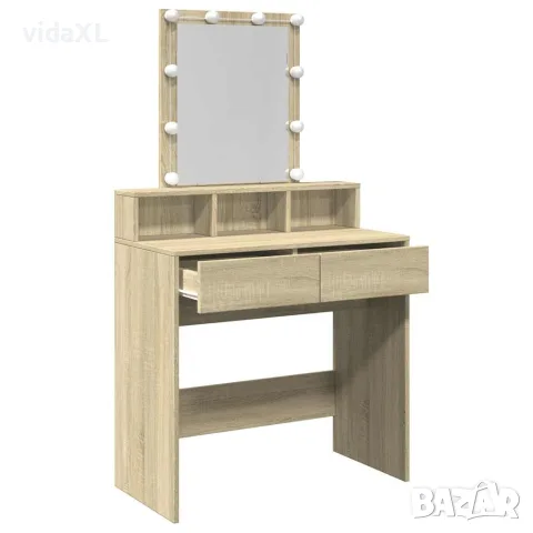 vidaXL Тоалетка с LED, дъб сонома, 80x41x144,5 см, снимка 9 - Тоалетки - 56148132