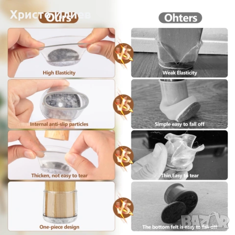 Силиконови протектори за крака на столове с филцови подложки 28бр, снимка 2 - Други стоки за дома - 53333839